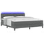 Box spring seng med LED-lysstrimler Mørkegrå 180 x 200 cm Stof