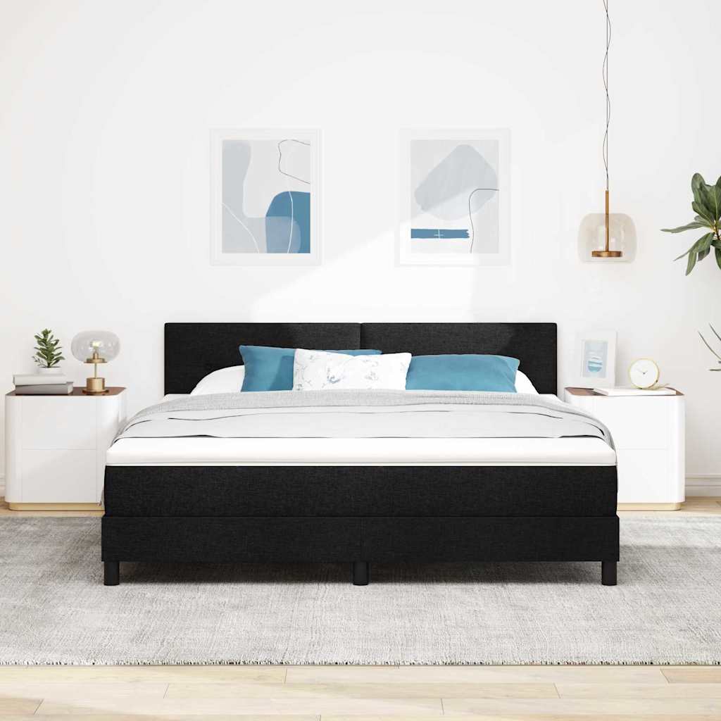 Box spring seng med LED-lysstrimler Sort 180 x 200 cm Stof