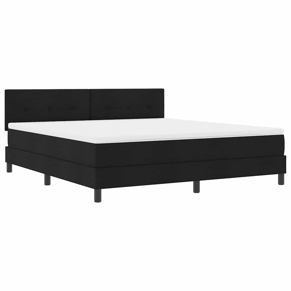 Box spring seng med LED-lysstrimler Sort 180 x 200 cm Stof
