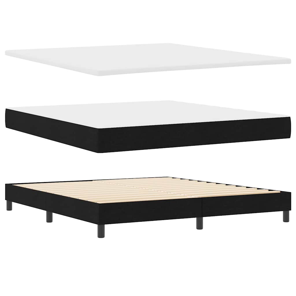 Box spring seng med LED-lysstrimler Sort 180 x 200 cm Stof