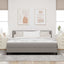 Box spring seng med LED-lysstrimler Gråbrun 180 x 200 cm Stof