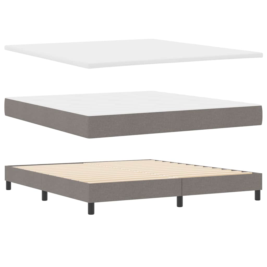 Box spring seng med LED-lysstrimler Gråbrun 180 x 200 cm Stof