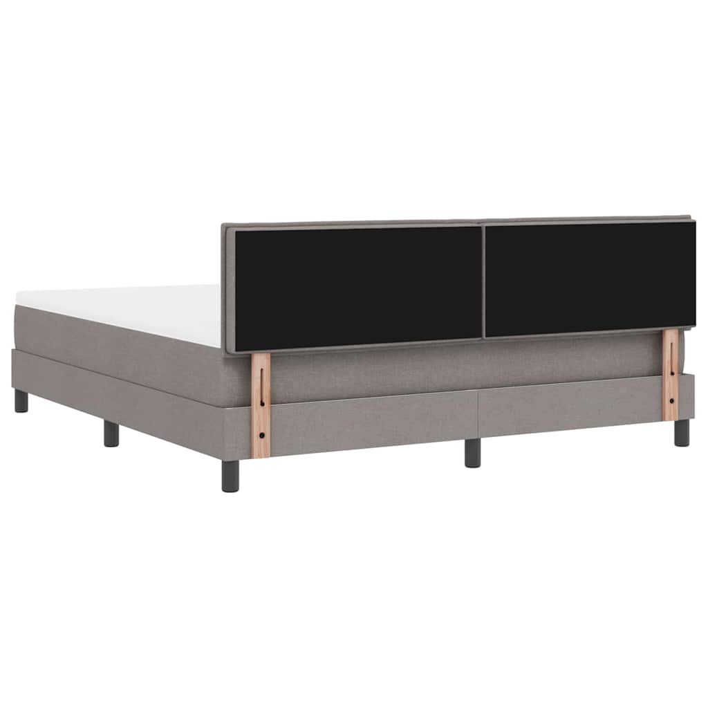 Box spring seng med LED-lysstrimler Gråbrun 180 x 200 cm Stof