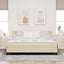 Box spring seng med LED-lysstrimler Creme 180 x 200 cm Stof