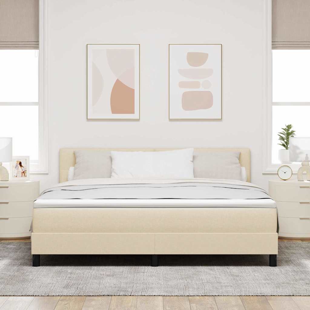 Box spring seng med LED-lysstrimler Creme 180 x 200 cm Stof
