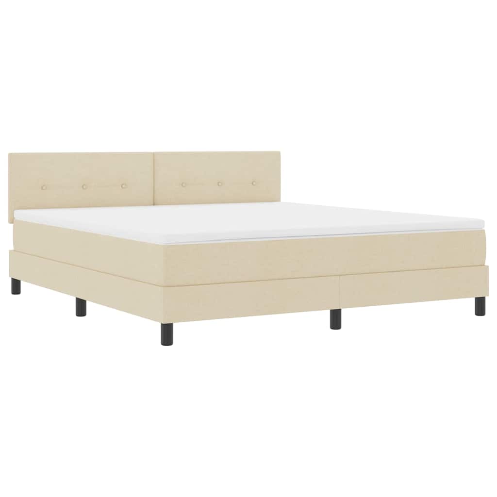 Box spring seng med LED-lysstrimler Creme 180 x 200 cm Stof