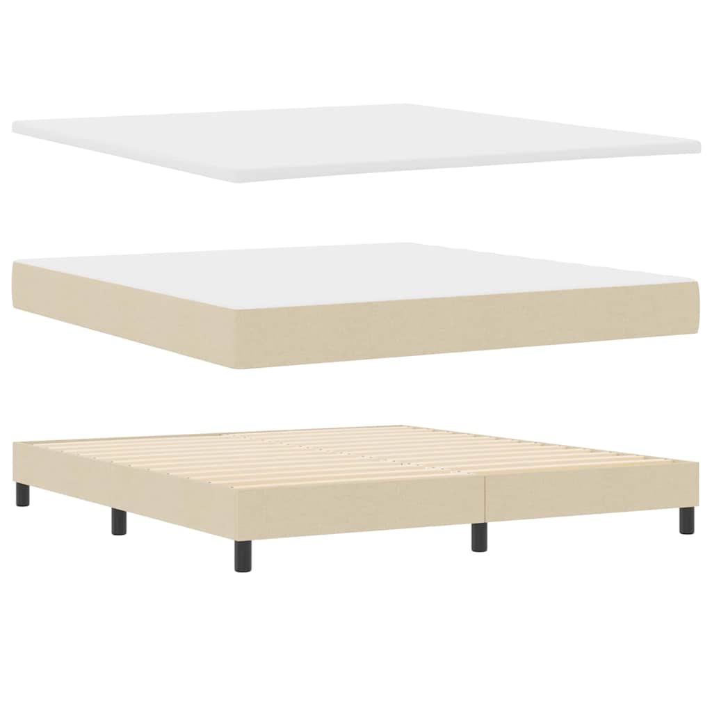 Box spring seng med LED-lysstrimler Creme 180 x 200 cm Stof