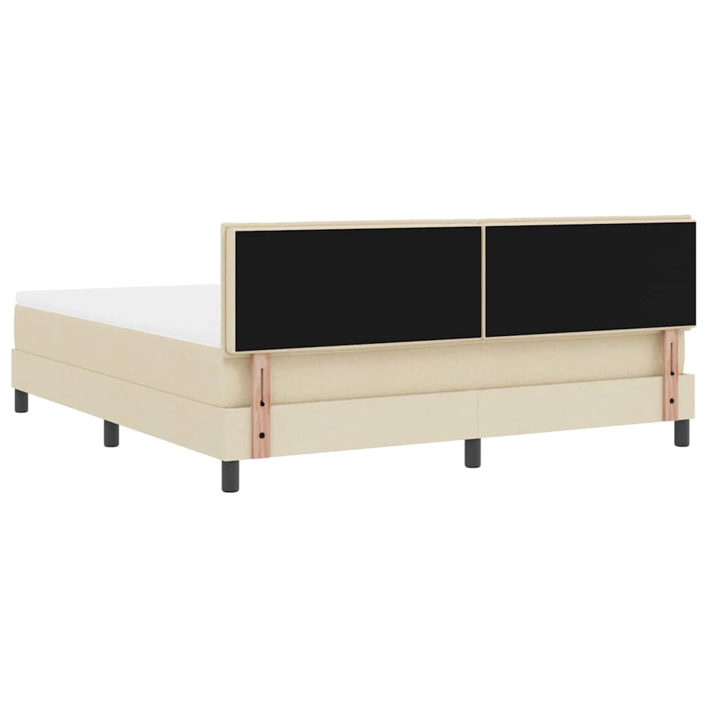 Box spring seng med LED-lysstrimler Creme 180 x 200 cm Stof
