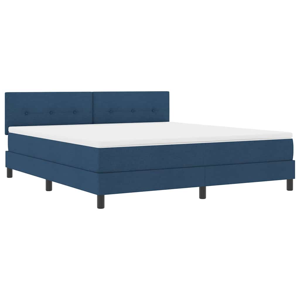 Box spring seng med LED-lysstrimler Blå 180 x 200 cm Stof