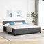 Box spring seng med LED-lysstrimler Mørkegrå 200 x 200 cm Stof