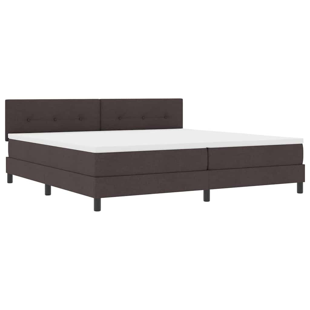 Box spring seng med LED-lysstrimler Mørk Brun 200 x 200 cm Stof