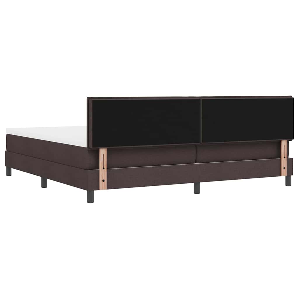Box spring seng med LED-lysstrimler Mørk Brun 200 x 200 cm Stof