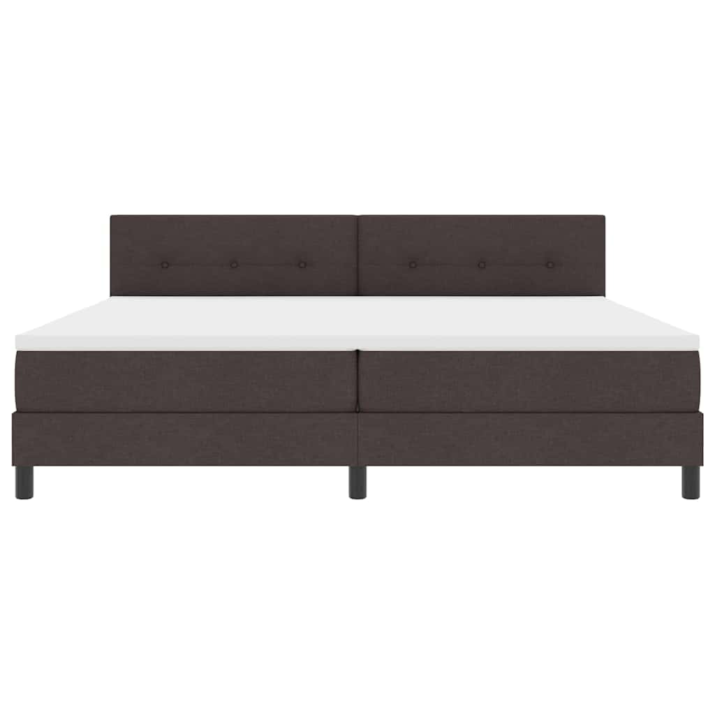 Box spring seng med LED-lysstrimler Mørk Brun 200 x 200 cm Stof