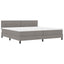 Box spring seng med LED-lysstrimler Gråbrun 200 x 200 cm Stof