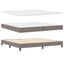 Box spring seng med LED-lysstrimler Gråbrun 200 x 200 cm Stof