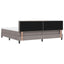 Box spring seng med LED-lysstrimler Gråbrun 200 x 200 cm Stof