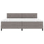 Box spring seng med LED-lysstrimler Gråbrun 200 x 200 cm Stof