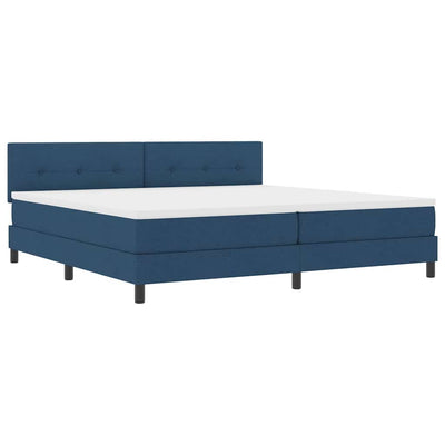 Box spring seng med LED-lysstrimler Blå 200 x 200 cm Stof