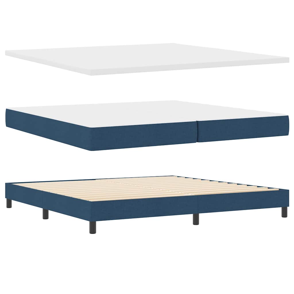 Box spring seng med LED-lysstrimler Blå 200 x 200 cm Stof