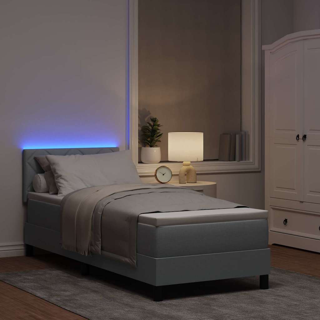Box spring seng med pude Lysegrå 80 x 200 cm Stof