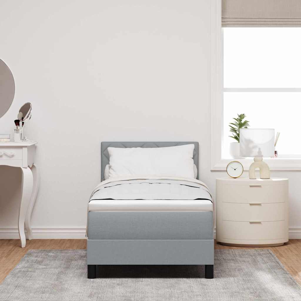 Box spring seng med pude Lysegrå 80 x 200 cm Stof