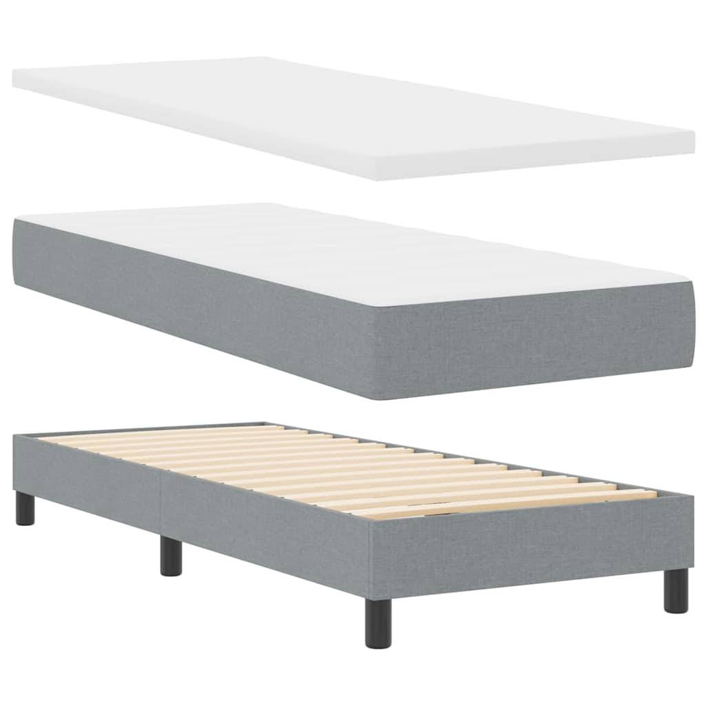 Box spring seng med pude Lysegrå 80 x 200 cm Stof