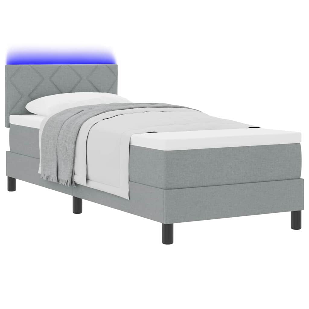 Box spring seng med pude Lysegrå 80 x 200 cm Stof