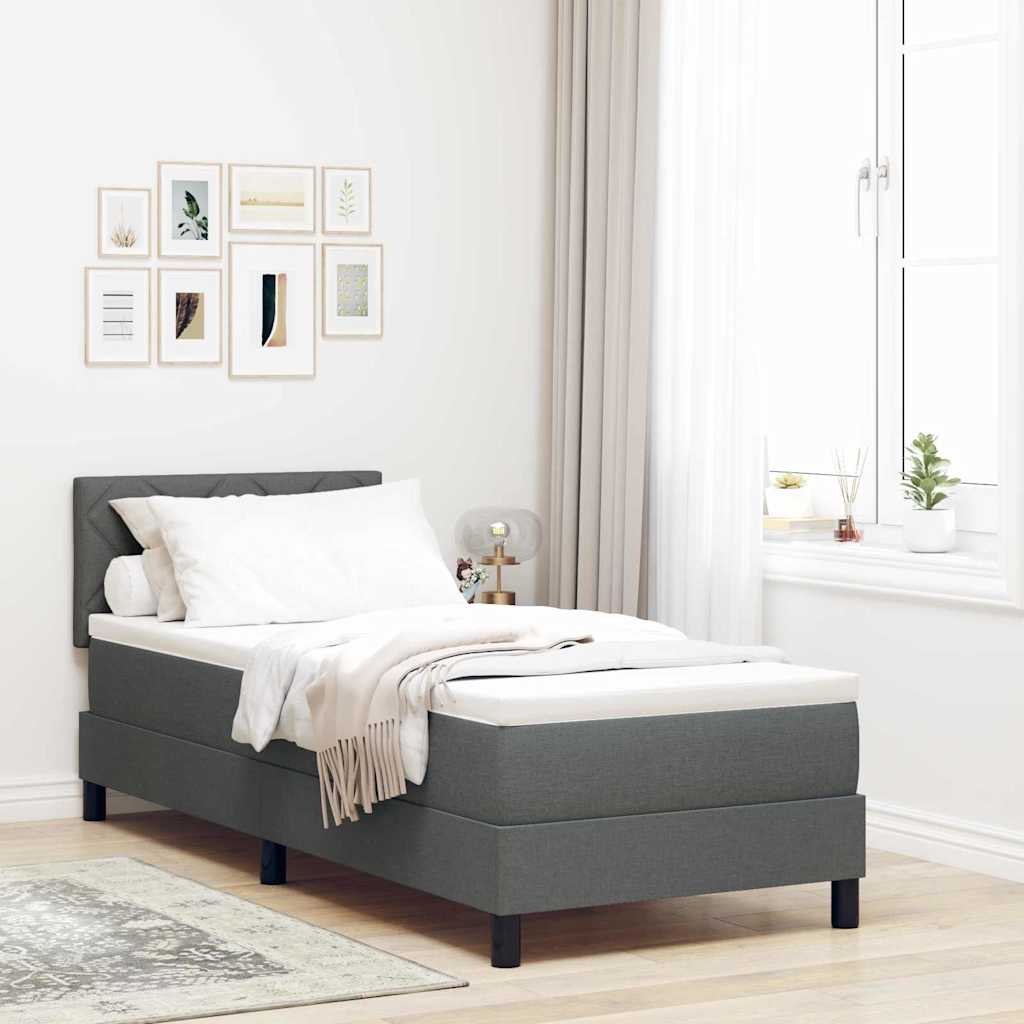 Box spring seng med pude Mørkegrå 80 x 200 cm Stof