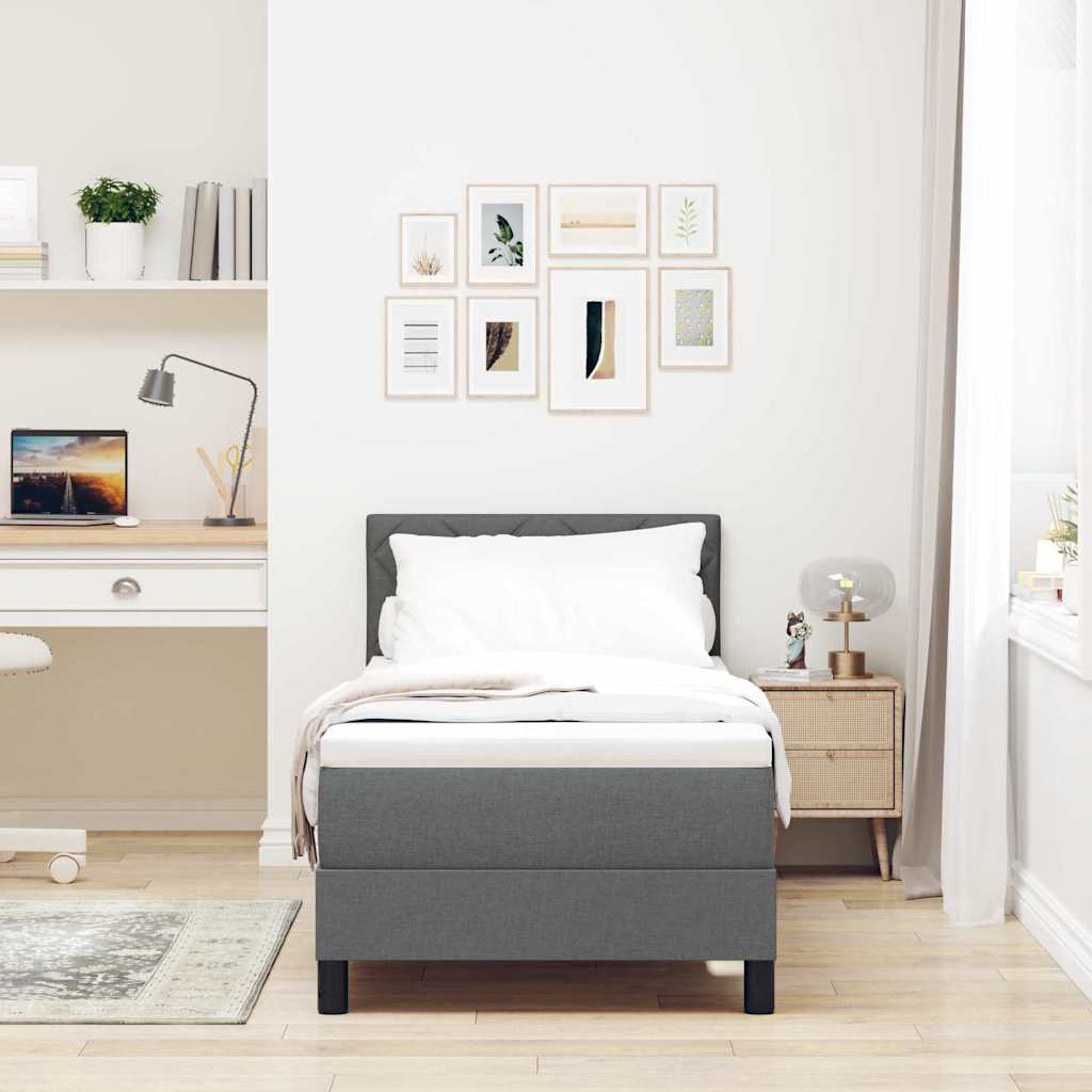 Box spring seng med pude Mørkegrå 80 x 200 cm Stof