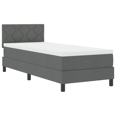 Box spring seng med pude Mørkegrå 80 x 200 cm Stof