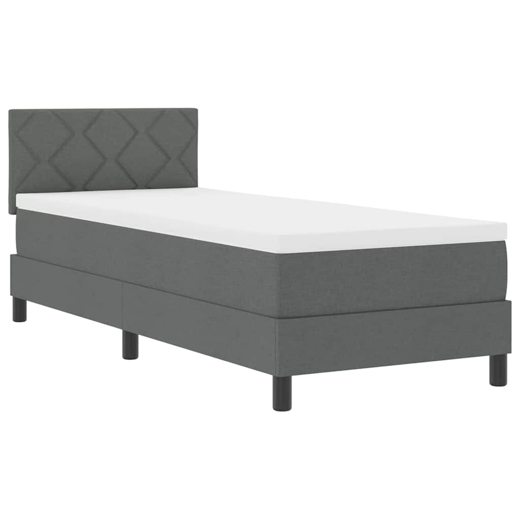 Box spring seng med pude Mørkegrå 80 x 200 cm Stof