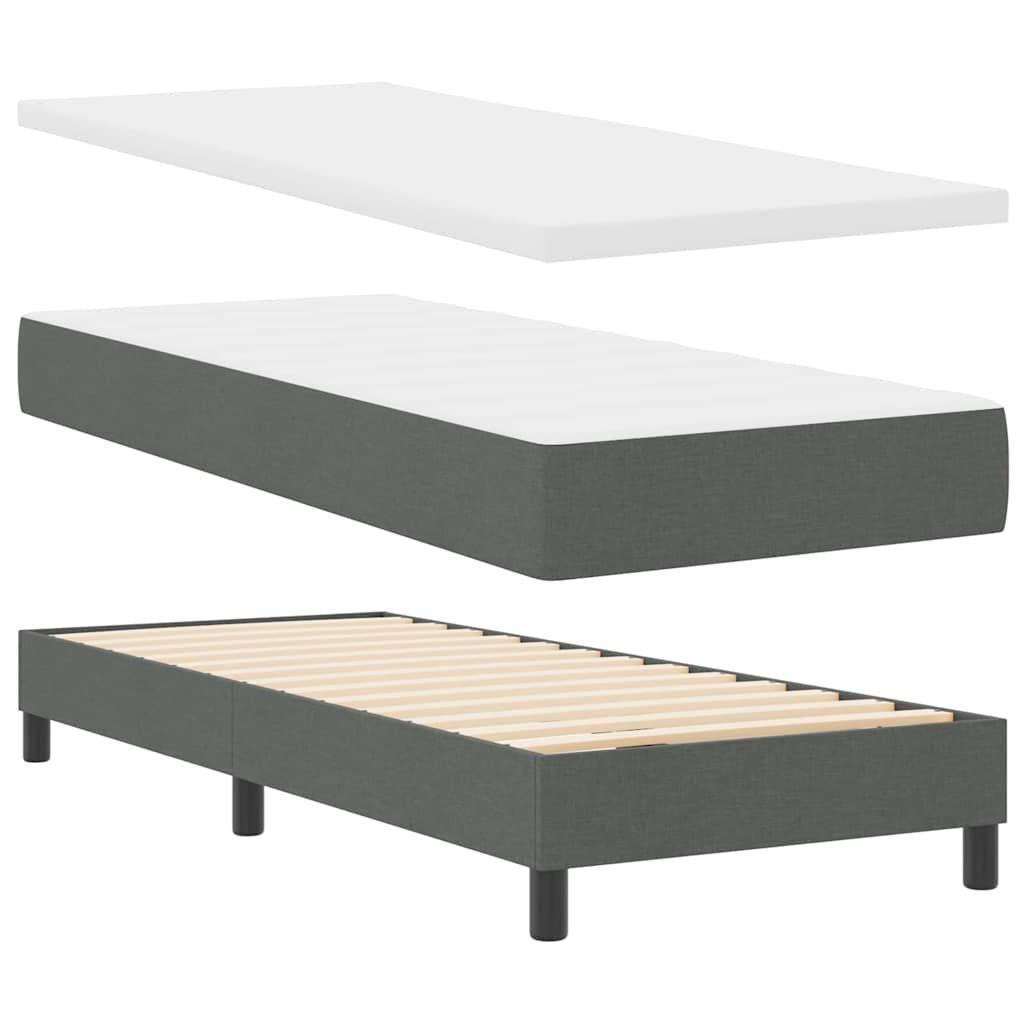 Box spring seng med pude Mørkegrå 80 x 200 cm Stof