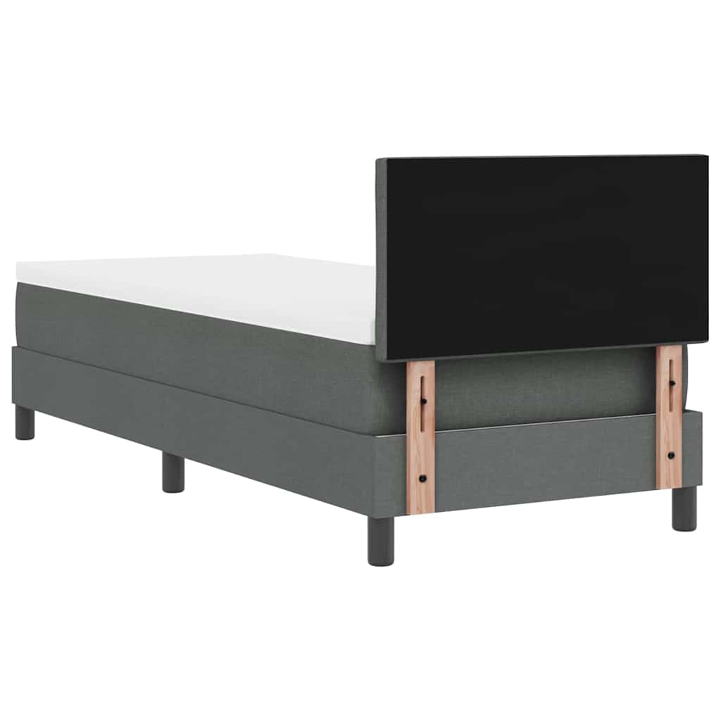 Box spring seng med pude Mørkegrå 80 x 200 cm Stof