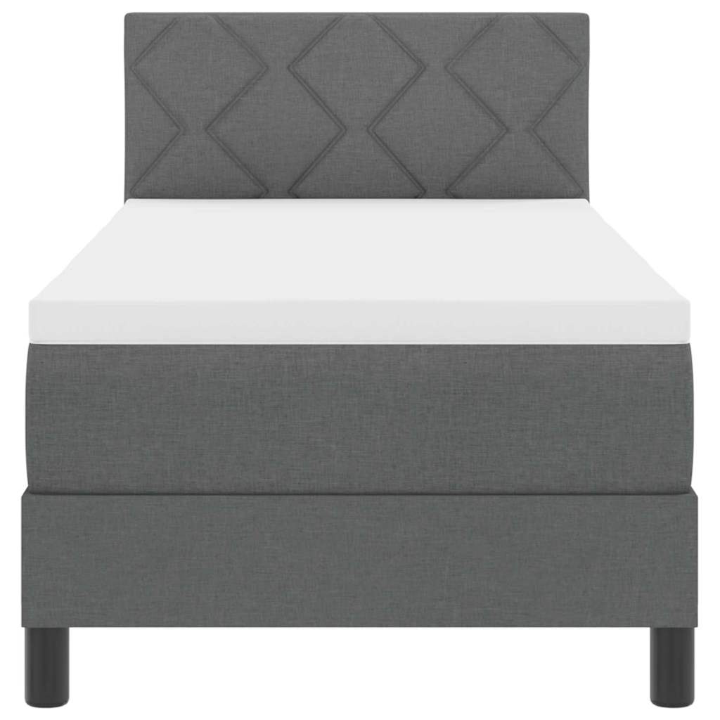 Box spring seng med pude Mørkegrå 80 x 200 cm Stof