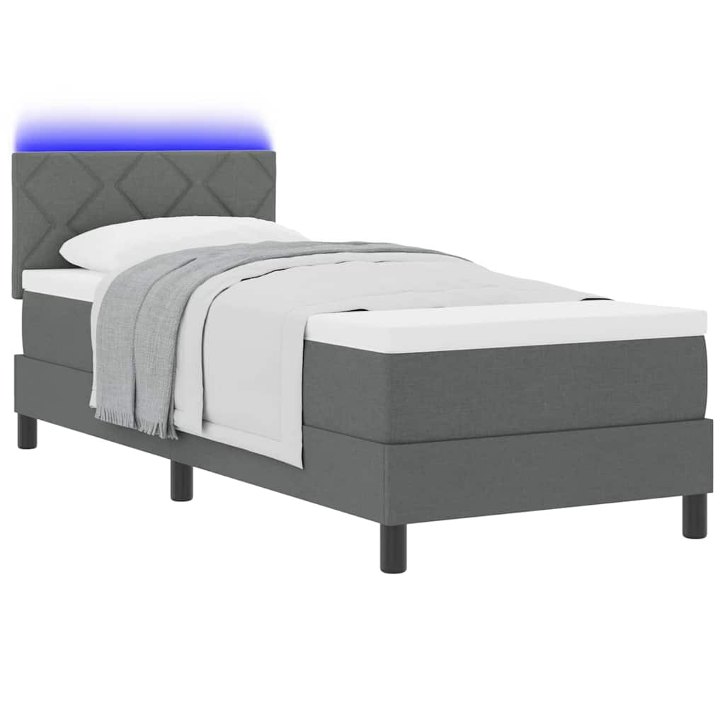 Box spring seng med pude Mørkegrå 80 x 200 cm Stof