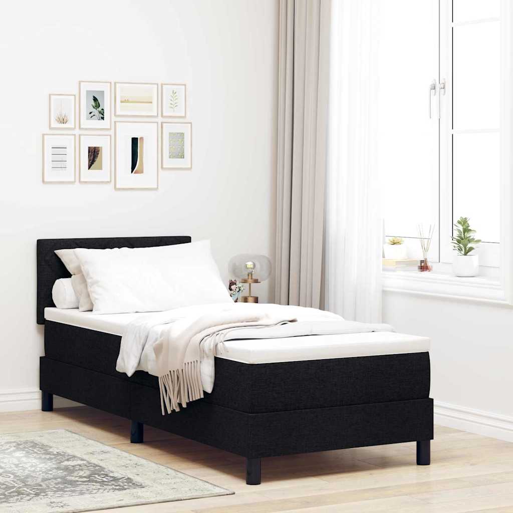 Box spring seng med LED-lysstrimler Sort 80 x 200 cm Stof