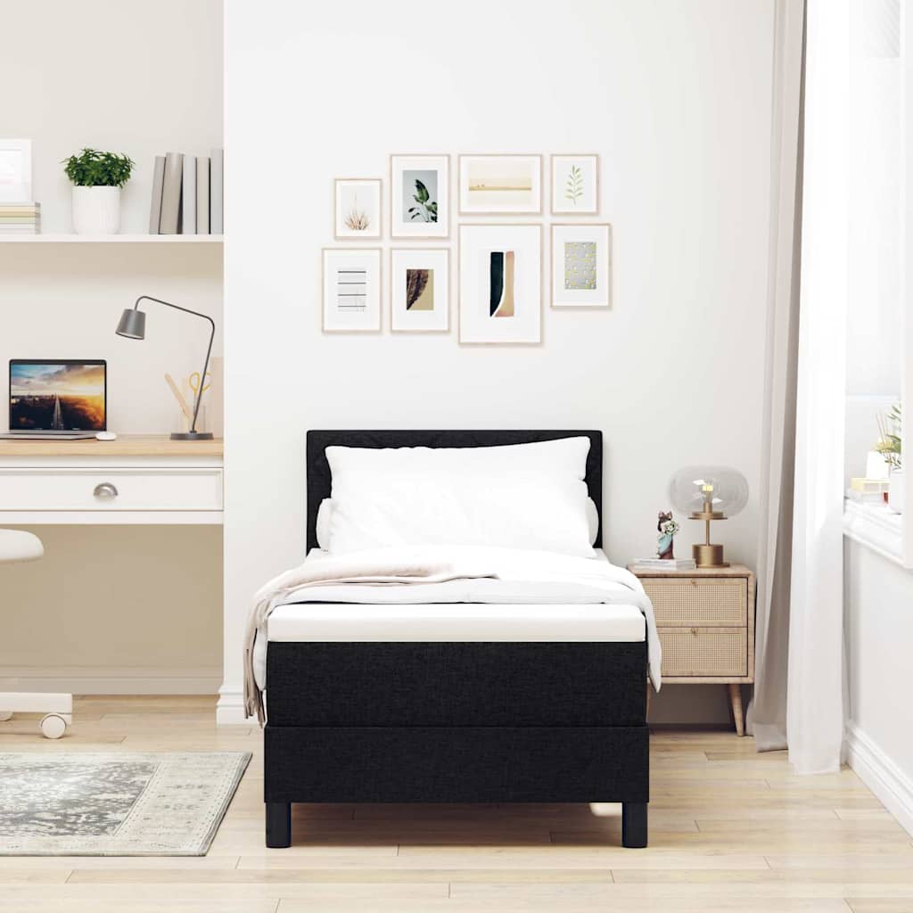 Box spring seng med LED-lysstrimler Sort 80 x 200 cm Stof