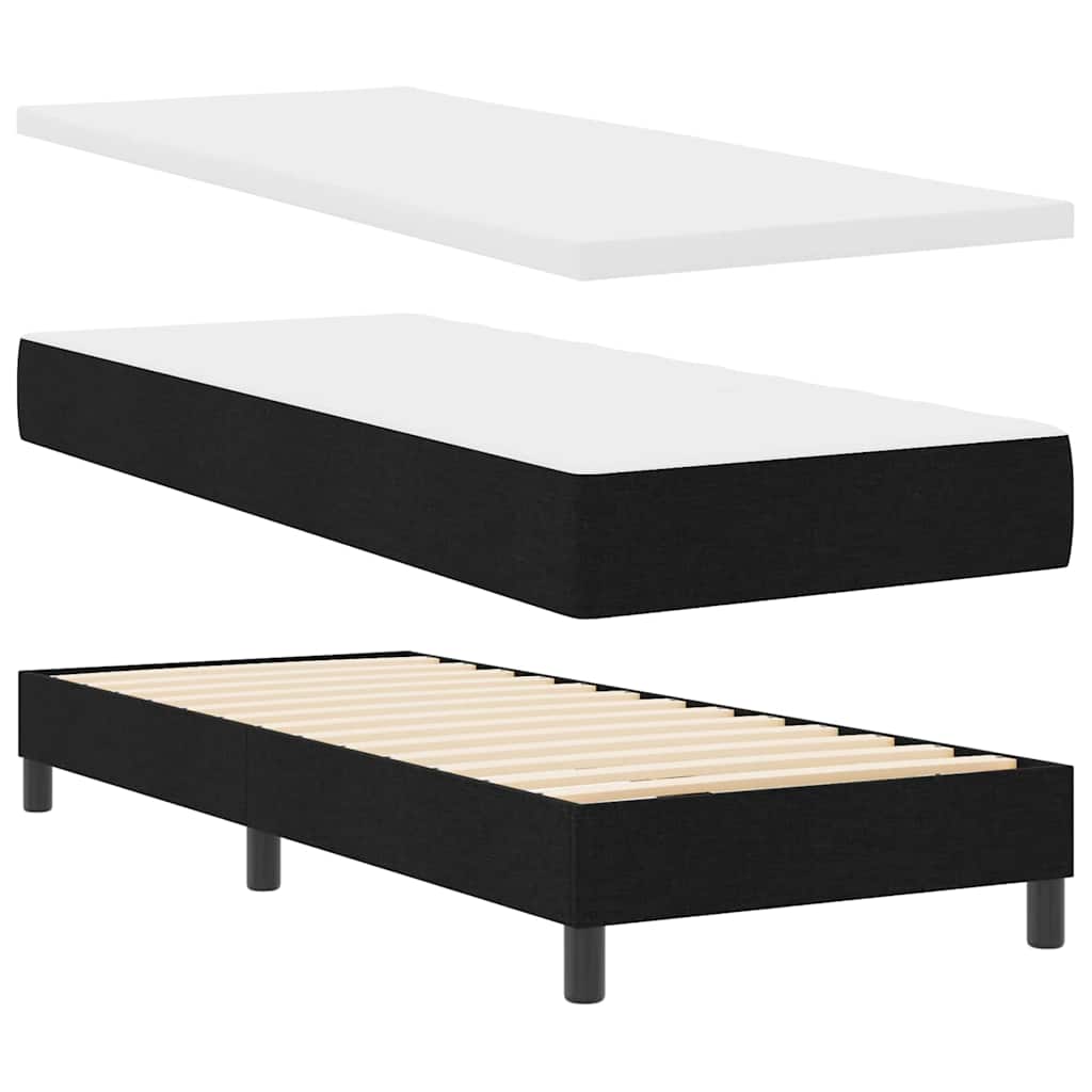 Box spring seng med LED-lysstrimler Sort 80 x 200 cm Stof