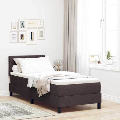 Box spring seng med LED-lysstrimler Mørk Brun 80 x 200 cm Stof