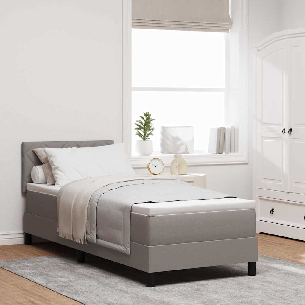 Box spring seng med LED-lysstrimler Gråbrun 80 x 200 cm Stof