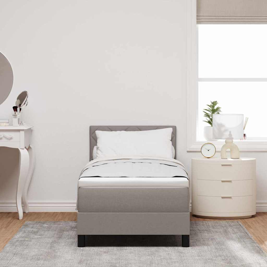 Box spring seng med LED-lysstrimler Gråbrun 80 x 200 cm Stof
