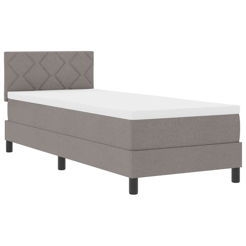 Box spring seng med LED-lysstrimler Gråbrun 80 x 200 cm Stof
