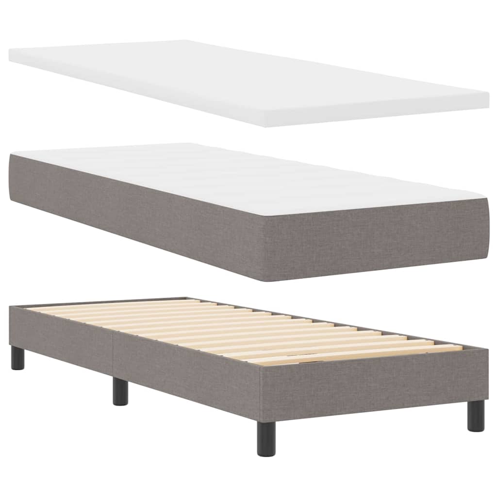 Box spring seng med LED-lysstrimler Gråbrun 80 x 200 cm Stof
