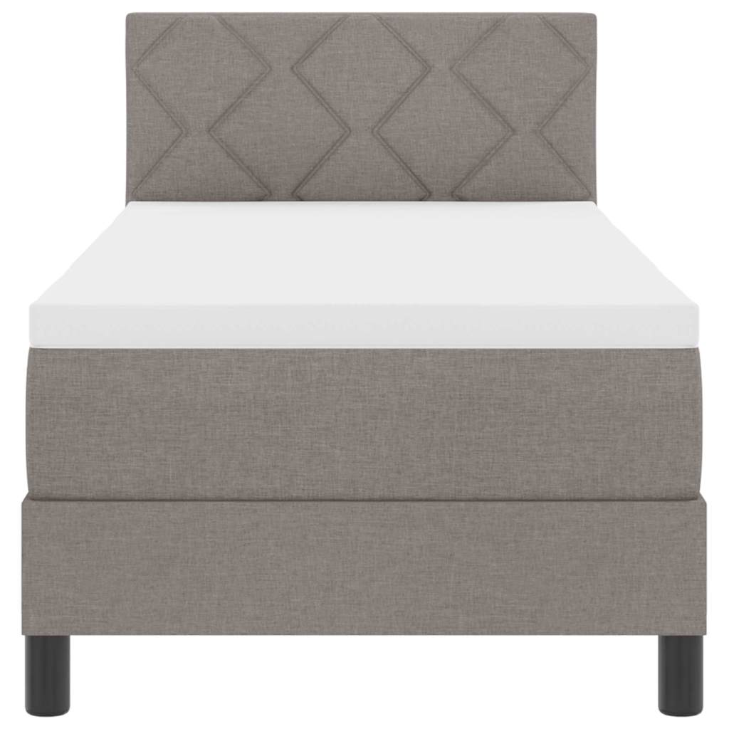 Box spring seng med LED-lysstrimler Gråbrun 80 x 200 cm Stof