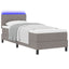 Box spring seng med LED-lysstrimler Gråbrun 80 x 200 cm Stof