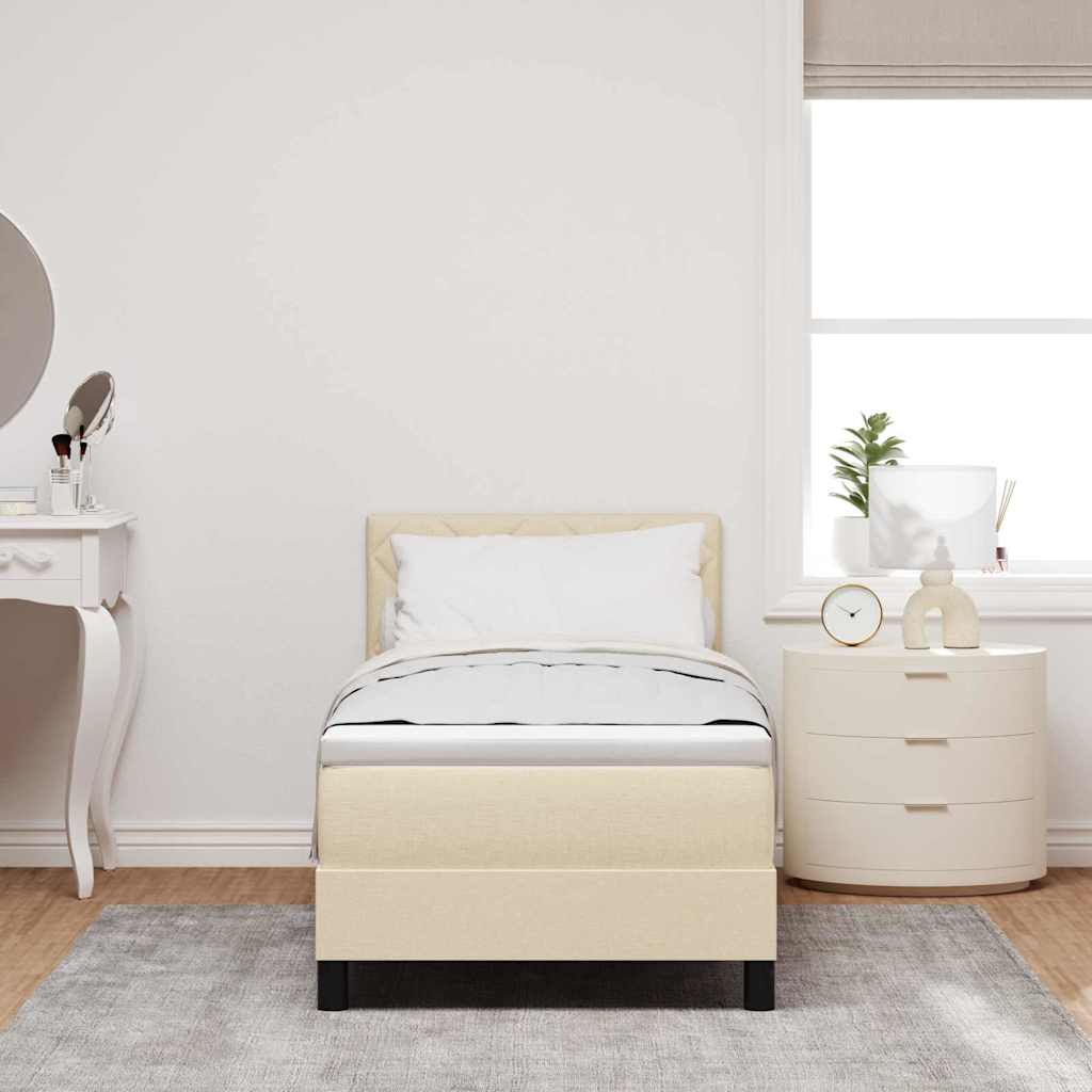 Box spring seng med LED-lysstrimler Creme 80 x 200 cm Stof