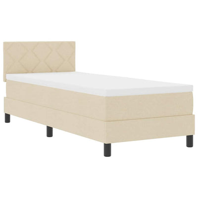 Box spring seng med LED-lysstrimler Creme 80 x 200 cm Stof