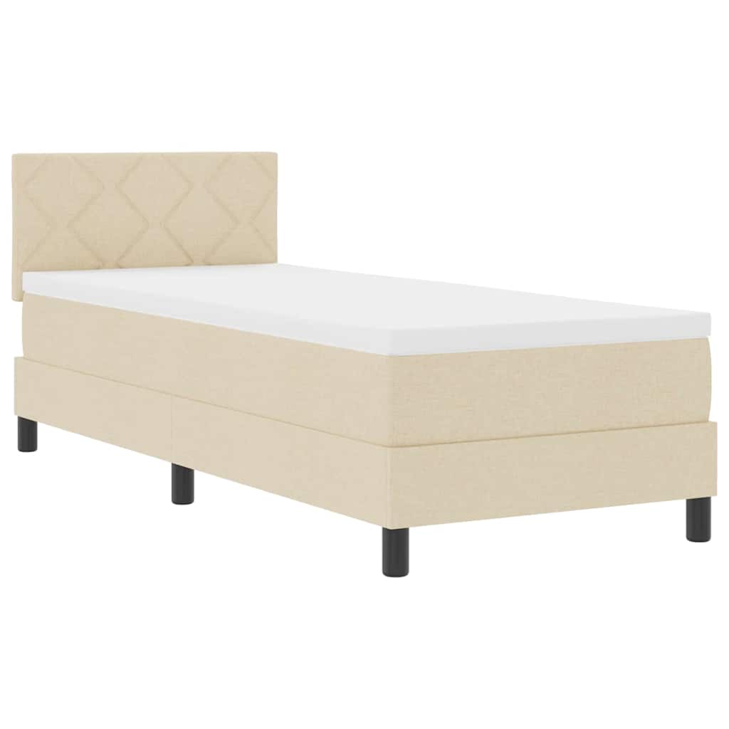 Box spring seng med LED-lysstrimler Creme 80 x 200 cm Stof