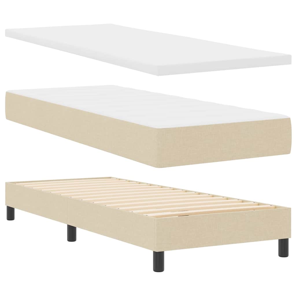 Box spring seng med LED-lysstrimler Creme 80 x 200 cm Stof