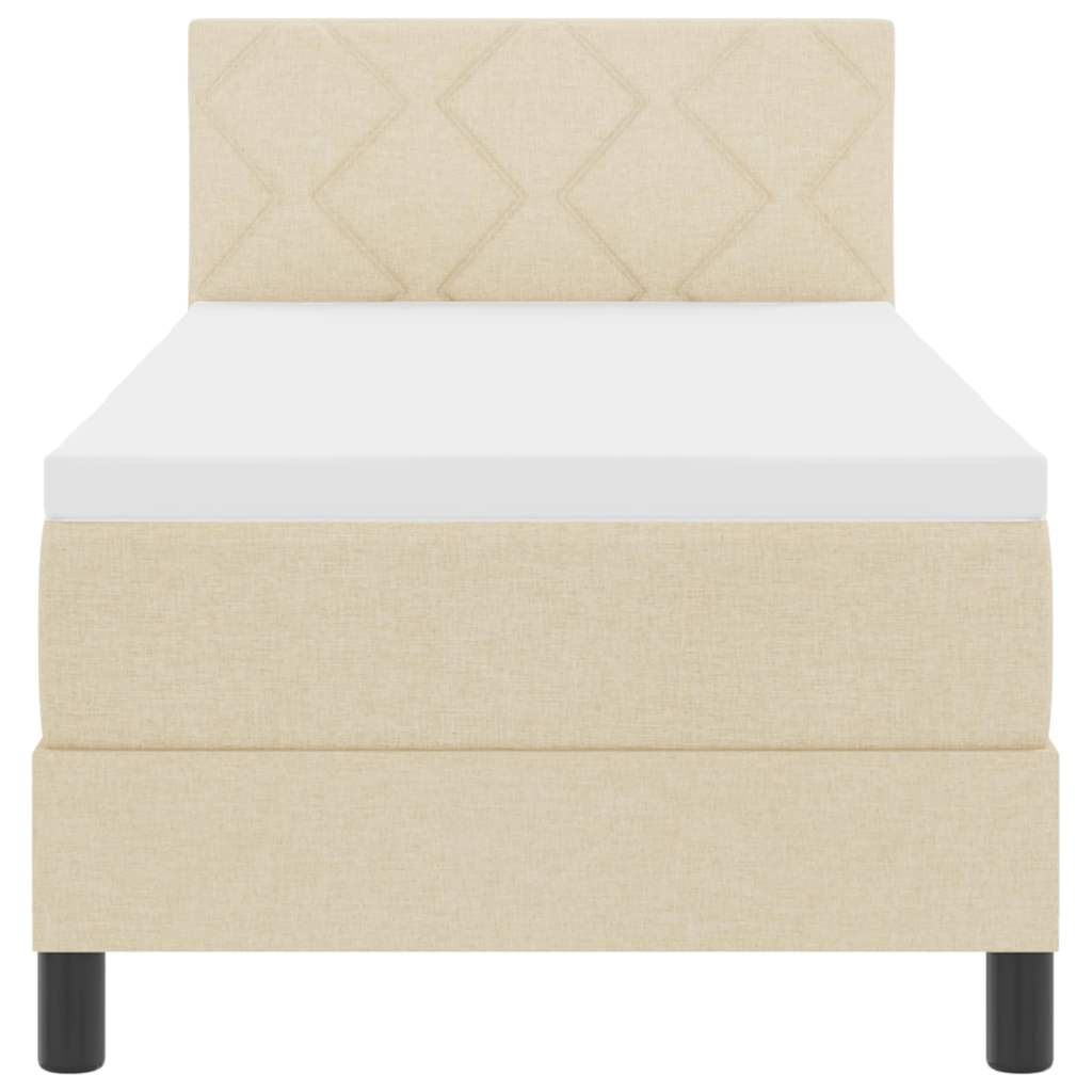 Box spring seng med LED-lysstrimler Creme 80 x 200 cm Stof
